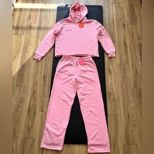 PANGAIA Sakura Pink Set Matching Loose Track Sweatpants & Hoodie Size Medium